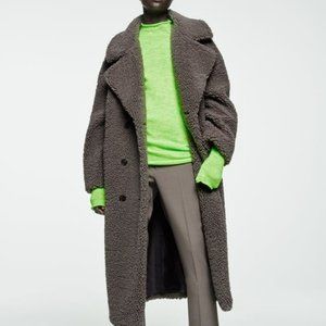 Zara Double Breasted Fleece Coat, Size XS